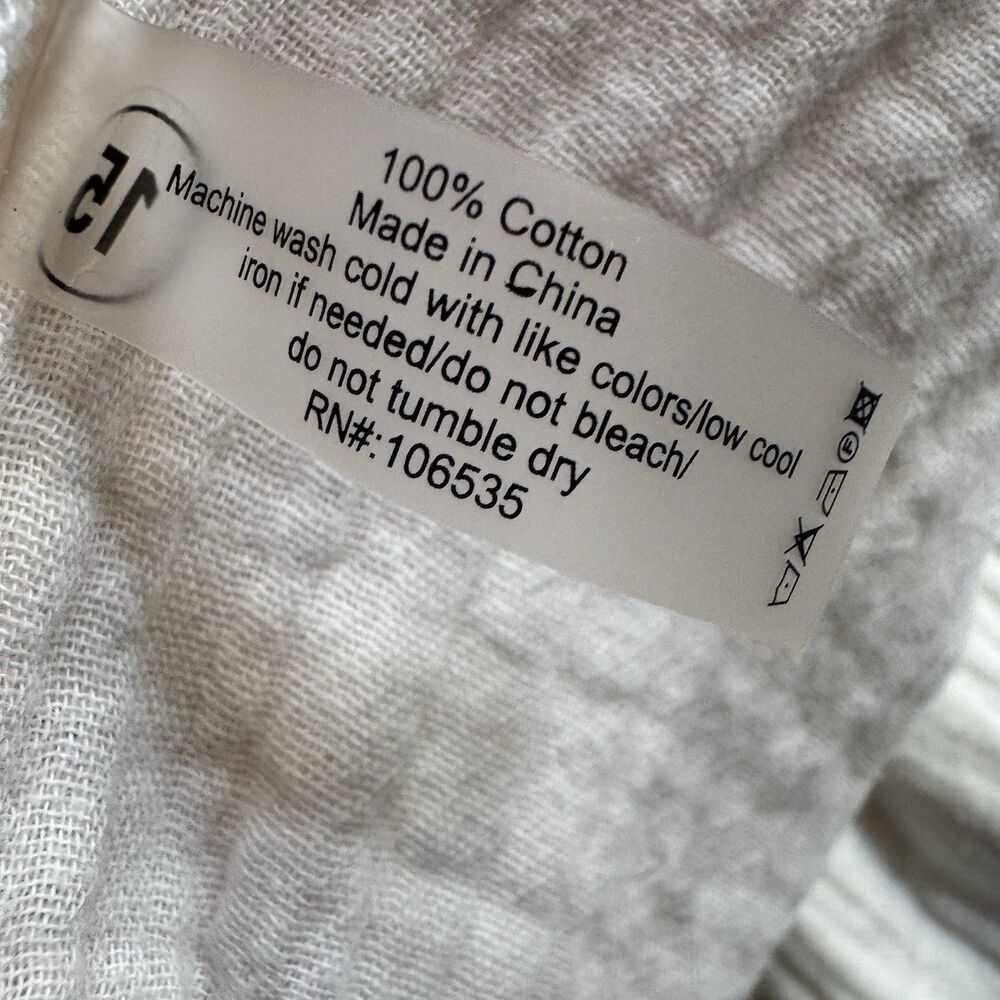 Sundays by Wearesundays Women Wide Leg 100% Cotton Beige Pants Euro Summer Sz L - Picture 12 of 13